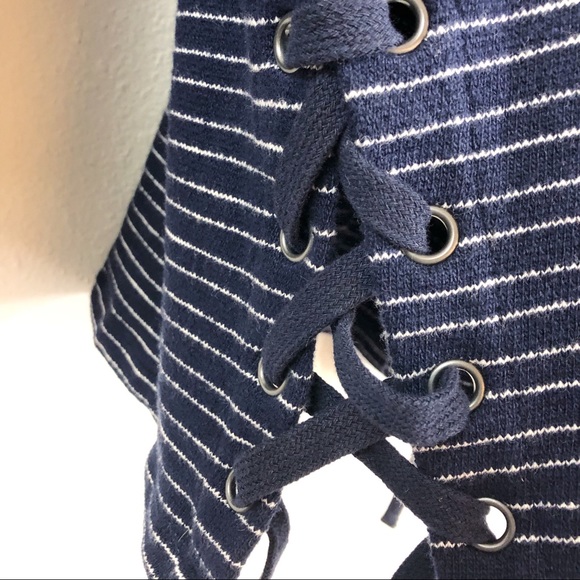 Madewell | Side Lace Navy Stripe Sweater - Picture 4 of 6